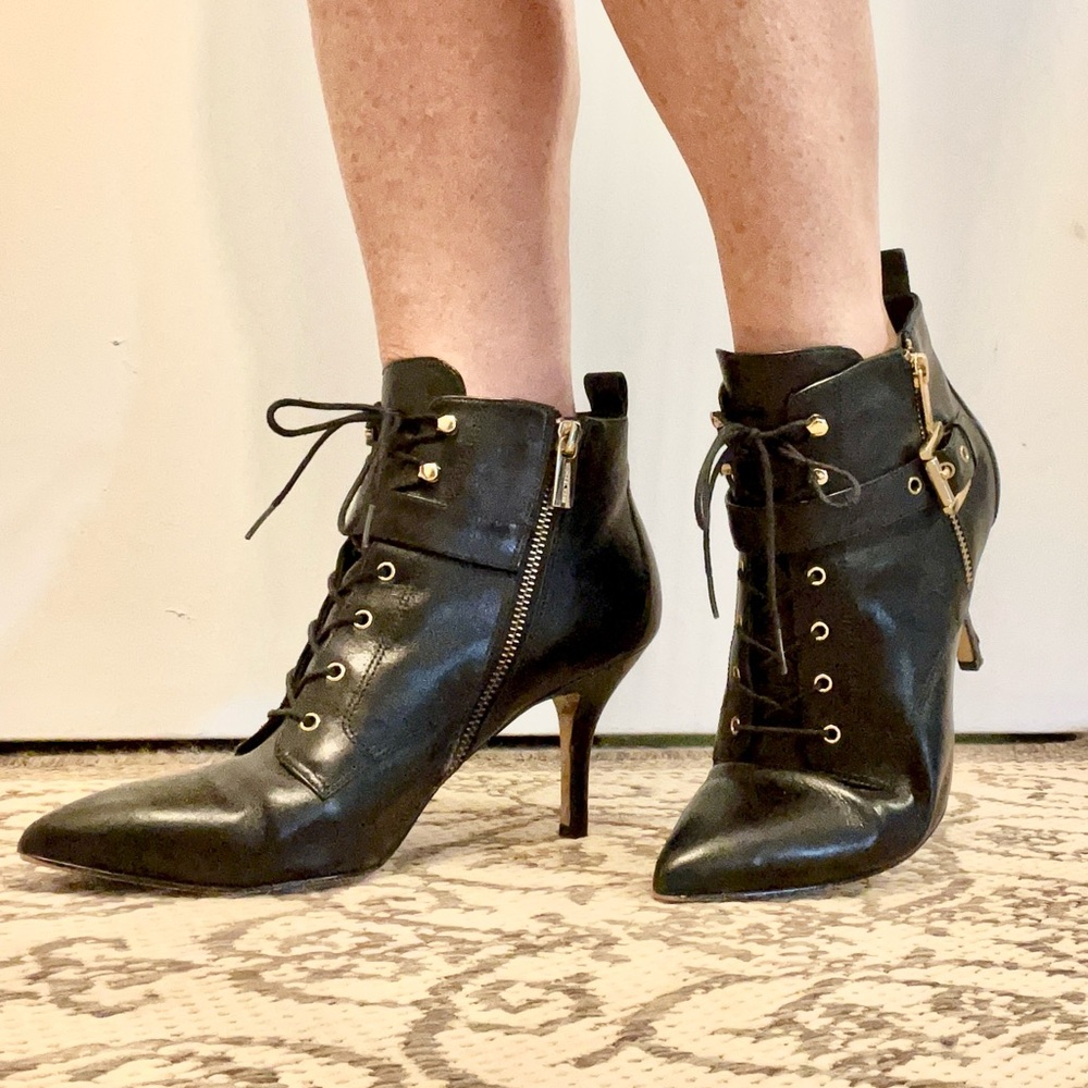 Michael Kors Black and Gold Ankle Booties